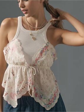 By Anthropologie Pieced Scarf Tank Top Size large